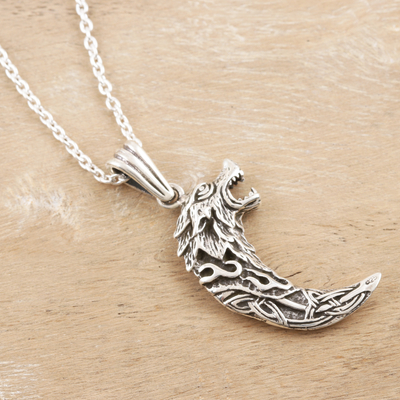 Collar colgante de plata esterlina - Collar de dragón de plata de ley hecho a mano.