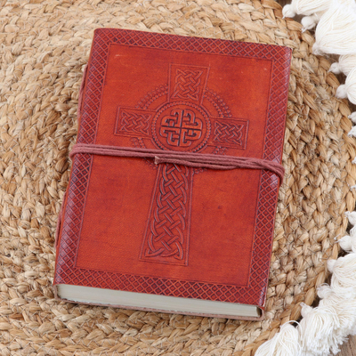 Embossed leather journal, Celtic Cross