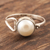 Cultured pearl single stone ring, 'Dreamy Moon' - Handmade Pearl and Sterling Silver Single Stone Ring (image 2b) thumbail