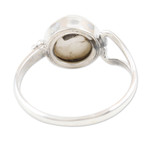 Cultured pearl single stone ring, 'Dreamy Moon' - Handmade Pearl and Sterling Silver Single Stone Ring