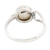 Cultured pearl single stone ring, 'Dreamy Moon' - Handmade Pearl and Sterling Silver Single Stone Ring (image 2d) thumbail