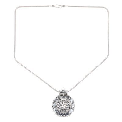 Collar colgante de plata esterlina - Collar con colgante floral en plata de primera ley