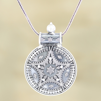 Sterling silver pendant necklace, 'Dotted Medallion' - Sterling Silver Star Pendant Necklace