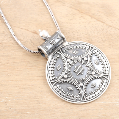Sterling silver pendant necklace, 'Dotted Medallion' - Sterling Silver Star Pendant Necklace