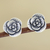 Sterling silver button earrings, 'Spring Hope' - Artisan Made Sterling Silver Floral Button Earrings (image 2) thumbail
