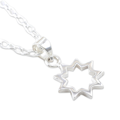 Sterling silver pendant necklace, 'Nine Points' - Sterling Silver Pendant Necklace from India