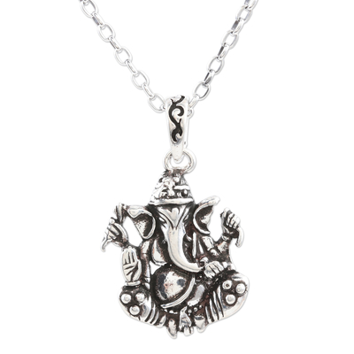 Sterling Silver Ganesha Pendant Necklace