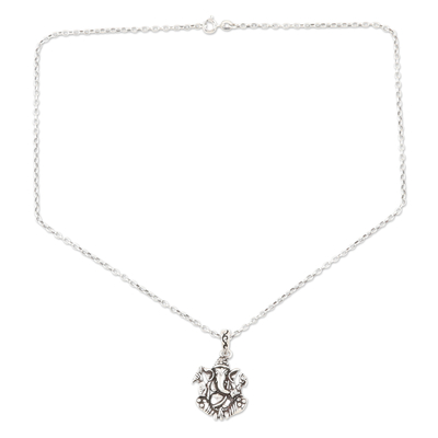 Collar colgante de plata esterlina - Collar con colgante de ganesha en plata de ley