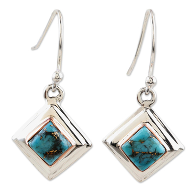 Sterling silver dangle earrings, 'Small Star in Blue' - Blue Sterling Silver Dangle Earrings