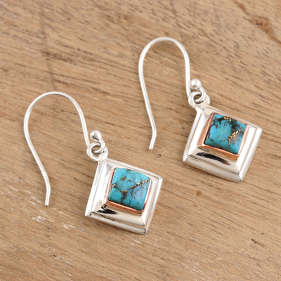 Sterling silver dangle earrings, 'Small Star in Blue' - Blue Sterling Silver Dangle Earrings