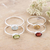 Gemstone single stone rings, 'Four Elements' (set of 4) - Peridot and Garnet Single Stone Rings (Set of 4)