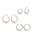 Sterling silver hoop earrings, 'Lustrous Loops' (set of 3) - Artisan Crafted Sterling Silver Hoop Earrings (Set of 3)