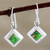 Sterling silver dangle earrings, 'Small Star in Green' - Green Sterling Silver Dangle Earrings