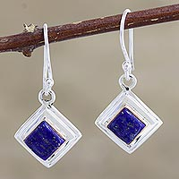 Featured review for Lapis lazuli dangle earrings, Small Star in Royal Blue