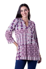 Viscose tunic, 'Meena Bazaar in Purple' - Artisan Crafted Viscose Tunic