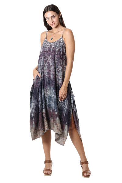 Tie-Dyed and Printed Viscose Sundress