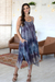 Embroidered viscose sundress, 'Jaipur Twilight' - Tie-Dyed and Printed Viscose Sundress (image 2b) thumbail