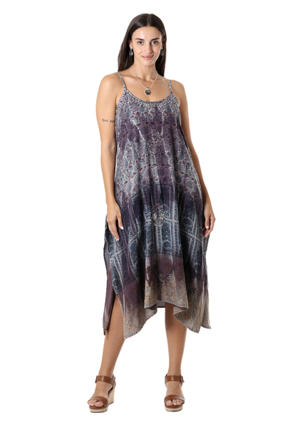 Besticktes Sommerkleid aus Viskose - Sommerkleid aus gebatikter und bedruckter Viskose