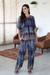 Embroidered viscose pants, 'Jaipur Twilight' - Printed and Tie-Dyed Viscose Pants (image 2b) thumbail