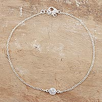 Cubic zirconia anklet, 'Moon Sparkle' - Cubic Zirconia and Sterling Silver Anklet