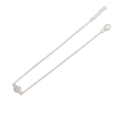 Cubic zirconia anklet, 'Moon Sparkle' - Cubic Zirconia and Sterling Silver Anklet