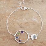 Multi-gem bracelet, 'Cool Shimmer' - Peridot and Amethyst Multi-Gem Bracelet