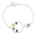 Multi-gem bracelet, 'Cool Shimmer' - Peridot and Amethyst Multi-Gem Bracelet