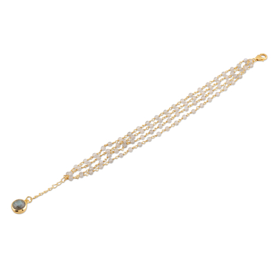 Gold-plated labradorite beaded bracelet, 'Golden Evening' - Gold-Plated Labradorite Beaded Bracelet