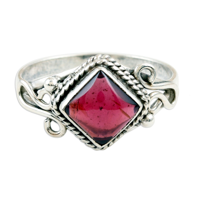Garnet cocktail ring, 'Fly a Kite' - Garnet and Sterling Silver Cocktail Ring