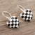 Sterling silver dangle earrings, 'Checkered Past' - Sterling Silver Heart-Shaped Dangle Earrings