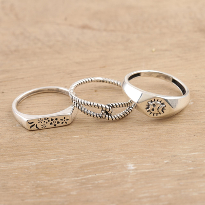 Sterling silver band rings, 'Eternal Trio' (set of 3) - Handmade Sterling Silver Band Rings (Set of 3)
