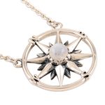Rainbow moonstone pendant necklace, 'Misty Compass' - Rainbow Moonstone and Sterling Silver Pendant Necklace