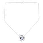 Rainbow moonstone pendant necklace, 'Misty Compass' - Rainbow Moonstone and Sterling Silver Pendant Necklace