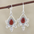 Onyx dangle earrings, 'Sunset Lotus' - Sterling Silver and Red Onyx Dangle Earrings (image 2) thumbail
