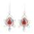 Onyx dangle earrings, 'Sunset Lotus' - Sterling Silver and Red Onyx Dangle Earrings thumbail