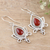 Onyx dangle earrings, 'Sunset Lotus' - Sterling Silver and Red Onyx Dangle Earrings (image 2b) thumbail