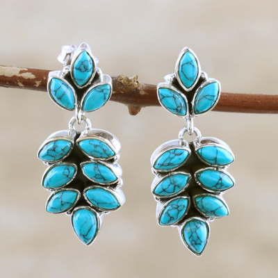 Sterling silver dangle earrings, 'Cascading Leaves' - Sterling Silver Leaf Motif Dangle Earrings