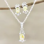 Rhodium-plated citrine Jewellery set, 'Sunny Passion' - Rhodium-Plated Citrine Jewellery Set
