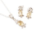 Rhodium-plated citrine Jewellery set, 'Sunny Passion' - Rhodium-Plated Citrine Jewellery Set