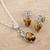 Rhodium-plated tiger's eye and cubic zirconia jewelry set, 'Peppy in Brown' - Rhodium-Plated Tiger's Eye and Cubic Zirconia Jewelry Set (image 2b) thumbail