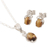 Rhodium-plated tiger's eye and cubic zirconia jewelry set, 'Peppy in Brown' - Rhodium-Plated Tiger's Eye and Cubic Zirconia Jewelry Set (image 2d) thumbail
