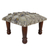 Embroidered cotton ottoman, 'Floral Diamonds' - Hand Embroidered Cotton and Acacia Wood Ottoman (image 2a) thumbail