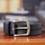 Men's black leather belt, 'Timeless Style' - Men's Black Leather Belt with Brass Buckle (image 2b) thumbail