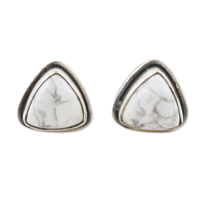 Sterling Silver and Howlite Stud Earrings