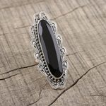 Onyx cocktail ring, 'Midnight Shine' - Sterling Silver and Onyx Cocktail Ring