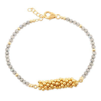 Gold-plated labradorite beaded bracelet, 'True Glam' - Gold-Plated Labradorite Beaded Bracelet