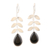 Onyx drop earrings, 'Leafy Drop' - Sterling Silver and Black Onyx Drop Earrings thumbail