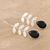 Onyx drop earrings, 'Leafy Drop' - Sterling Silver and Black Onyx Drop Earrings (image 2b) thumbail