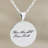 Sterling silver pendant necklace, 'My True North' - Hand Crafted Sterling Silver Pendant Necklace