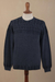 Men's cotton sweater, 'Lived-in Comfort' - Blue Overdyed Cotton Knit Pullover for Men from India (image 2d) thumbail